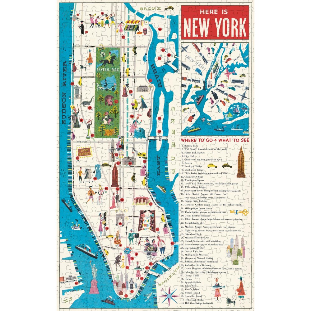 New York Map Vintage Pussel 500 bitar